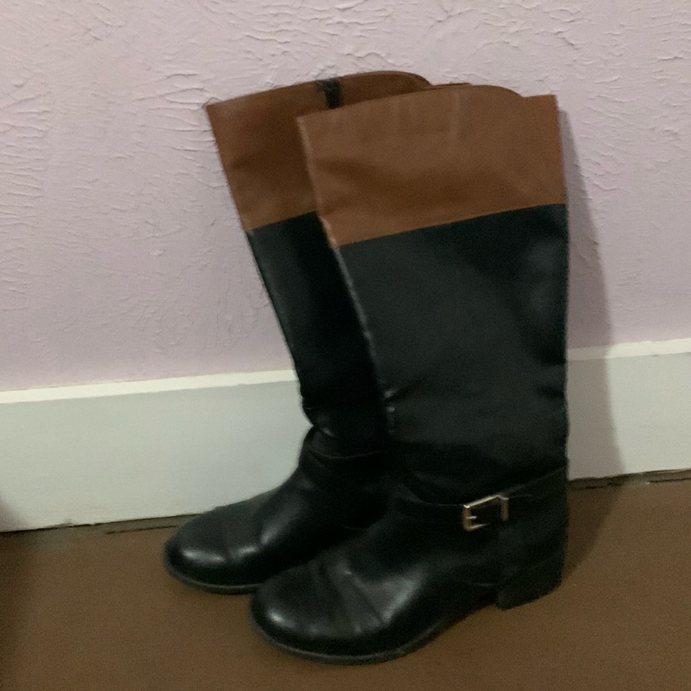 Style & Co black and brown vegan riding boots size‎ 10